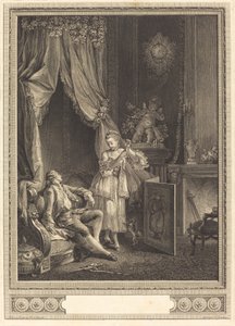 Den utmattade kokaren av Nicolas Delaunay after Pierre Antoine Baudouin