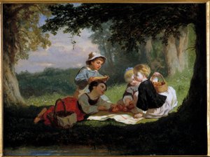 Le gouter champetre Målning av Nicolas Gabe (1814-1865) Privat samling från 1800-talet av Nicolas Edward Gabe