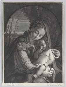 Jungfru med det sovande Kristusbarnet, 1708., 1708. av Nicolas Etienne Edelinck