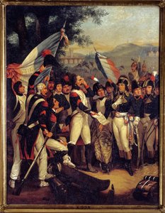 Korpralscertifikatet till Lodi 10/05/1796 Napoleon Bonaparte (1769-1821) fick korpralscertifikatet. Målning av Nicolas Eustache Morin (1799-1850) 1799 sön. 0,42x0,33 m Ile d