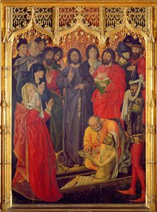 The Resurrection of Lazarus Triptyk, centralpanel av Lasarus som reser sig från sin kista, 1461