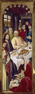 Triptyk: Maria Magdalena tvättar Jesu fötter (höger panel) (tempera på panel
