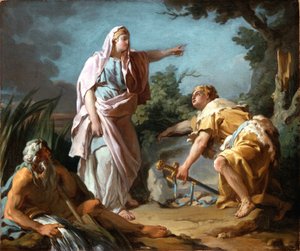 Aethra visar sin son Theseus platsen där hans far hade gömt sina armar, 1768