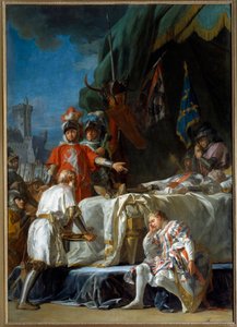 Hundraåriga kriget: "" Bernard du Guesclins (1320-1380) död före Chateauneuf de Randon den 13/07/1380"" Målning av Nicolas Guy Brenet (1728-1792) 1700-talets sön. 3,83x2,64 m Paris,