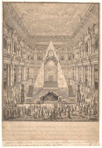 Christiansborgs slottskapell med Frederik V:s katafalk av Nicolas Henri Jardin