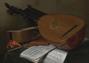 Stilleben med lut och gitarr