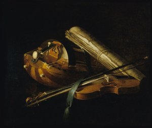 Stilleben med musikinstrument, 1756.