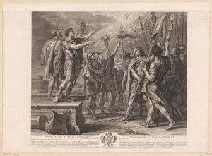 Korstecknet visar sig i himlen för kejsar Konstantin Crux Constantino imperatori in coelo visa / La croix apparoit dans le ciel a l