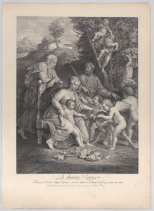Den heliga familjen med Saint Elizabeth och änglar, ca. 1729., ca. 1729.