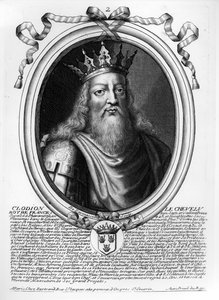 Clodion den hårige (ca 428-47) från "Les Augustes Representations de tous les Rois de France depuis Pharamond jusqu