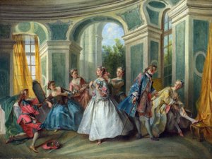 Lancret, Nicolas (1690-1743) Människans fyra åldrar: Ungdom Olja på duk Rokoko ca 1735 France National Gallery, London 34,3x45,3 Målning av Nicolas Lancret