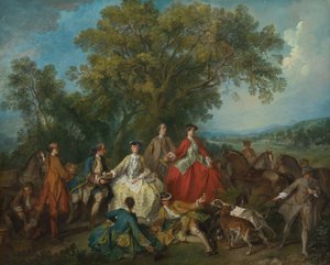 Picknick efter jakten, förmodligen ca. 17351740. av Nicolas Lancret