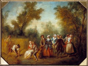 Sommar Country party scen vid skördetid. Målning av Nicolas Lancret (1690-1743) 1700-talets sön. 0,69x0,89 m av Nicolas Lancret