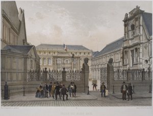 Palais des Beaux-Arts, Paris, illustration från "Paris dans sa splendeur", utgiven av Henri Charpentier, graverad av Philippe Benoist (f.1813) 1861 av Nicolas Marie Joseph Chapuy