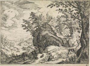 Bergslandskap med en kyrka Mountain Landscapes (serietitel) av Nicolas Moillon