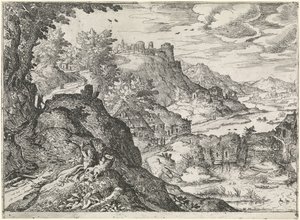 Bergslandskap med en vattenkvarn Bergslandskap (serietitel) av Nicolas Moillon