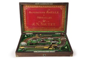 Ett par silvermonterade flintlåspistoler, Versailles, 1825