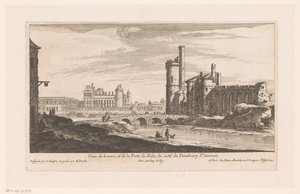 Utsikt över Louvren Veue du Louvre et de la Porte de Nesle (...) (titel på objekt) av Nicolas Perelle
