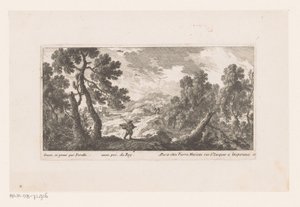 Landskap med en man med en flaxande mantel av Nicolas Perelle