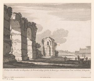 Landskap med ruiner och koskötare Vestige des Arcades ou Aqueducs de Friscati (...) (titel på objekt)