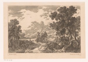 Flodlandskap med fyra figurer av Nicolas Perelle