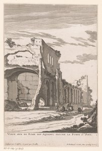 Ruinerna av en akvedukt i Rom Vieux Mur de Rome dit Aquaduc proche la Porte St. Paul (titel på objekt)