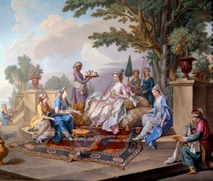 Sultanus lunch. Målning på mjukt porslin av Nicolas Pierre Pithou Le Jeune (1700-talet) 1783 Dim. 0,39x0,49 m Sevres, keramiskt citat - Sultanans frukost. Mjukpasta porslinsmålning av Nicolas Pierre Pithou den yngre (1700-talet av Nicolas Pierre the Younger Pithou