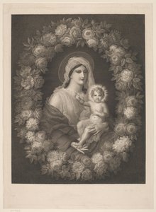 Mary med barn i blomkrans av Nicolas Pinet