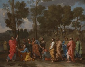 Vigningens sakrament (Kristus ger Peter nycklarna). Omkring 1637-40 av Nicolas Poussin