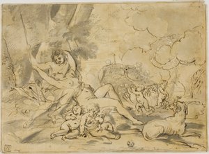 Figurer, vagn och hund av Nicolas Poussin