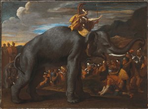 Hannibal korsar Alperna på en elefant