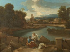 Landskap från den romerska Campagnan, med Matteus och ängeln av Nicolas Poussin