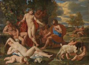 Midas och Bacchus av Nicolas Poussin