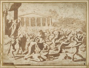 Study for the Abduction of the Sabine Women, c.1633 (bläck & tvätt på papper) av Nicolas Poussin