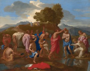 Die Taufe Christi av Nicolas Poussin