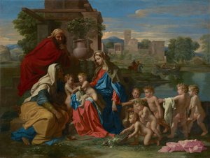 Den heliga familjen, ca 1651 (olja på duk) av Nicolas Poussin