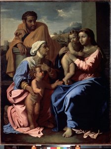 Den heliga familjen med Johannes Döparen och Saint Elizabeth av Nicolas Poussin