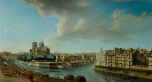 Notre Dame och den västra spetsen av Ile Saint-Louis av Nicolas Raguenet