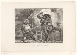 Burger plaagt twee dronken soldieren in een kroeg Du korsar bajonetten på gamla vänner! (titel på objekt) av Nicolas Toussaint Charlet