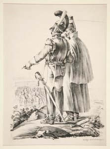 Två Cuirassiers till fots av Nicolas Toussaint Charlet