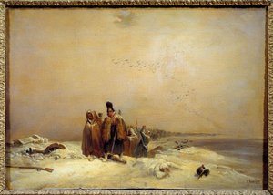 Avsnitt av det ryska Retreat Napoleonkriget (1812). Målning av Nicolas Toussaint Charlet (Toussaint-Charlet