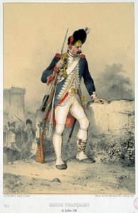 Medlem av det franska gardet (14 juli 1789). Gravyr av Nicolas Toussaint Charlet (1792-1845) av Nicolas Toussaint Charlet
