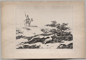 Soldat till häst i landskapet av Nicolas Toussaint Charlet
