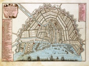 Karta över Amsterdam. Atlas av Nicolas de Fer (1646-1720), Paris 1700.