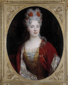 Porträtt av en kvinna. Målning av Nicolas de Largilliere (1656-1746) (olja på duk) av Nicolas de Largillière