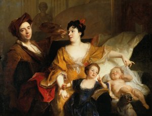 Självporträtt av konstnären med sin familj, ca 1704 (olja på duk) av Nicolas de Largillière