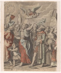 Kristi triumfprocession med figurer från Gamla och Nya testamentet (Del två) Jesu Kristi triumf (titel på objekt)
