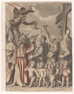 Kristi triumfprocession med figurer från Gamla och Nya testamentet (Del fyra) Jesu Kristi triumf (titel på objekt)