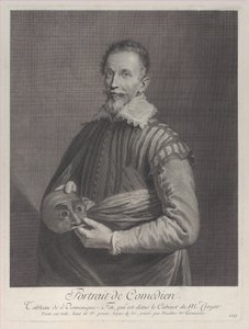 Porträtt av en komiker: porträtt av Francesco Andreini med en mask, 1729-40., 1729-40.