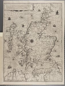 Karta, från The Navigation of King James V, Round Scotland, Orkneyöarna och Hebriderna eller Western Isles: Under ledning av den utmärkta piloten Alexander Lindsay
